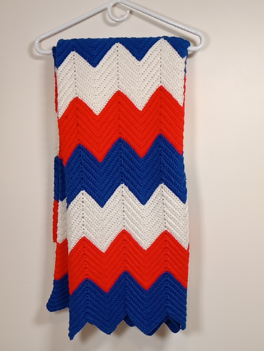 Handmade Crochet Chevron Afghan AmericanaThrow Blanket